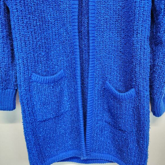 Monto Par le Chois Longline Cardigan Jacket Size L Blue Boucle Knit Vintage - Picture 10 of 16